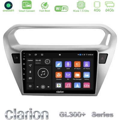 Clarion GL300+ Series 4Core Android11 4+64GB  Citroën C-Elysée / Peugeot 301 Navigation Multimedia Tablet 9