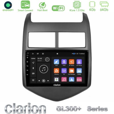 Clarion GL300+ Series 4Core Android11 4+64GB  Chevrolet Aveo 2011-2017 Navigation Multimedia Tablet 9