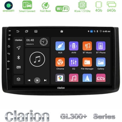 Clarion GL300+ Series 4Core Android11 4+64GB  Chevrolet Aveo 2006-2010 Navigation Multimedia Tablet 9