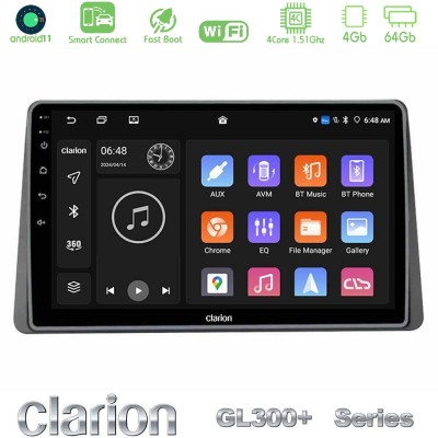 Clarion GL300+ Series 4Core Android11 4+64GB  Dacia Duster 2022-> Navigation Multimedia Tablet 9