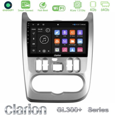 Clarion GL300+ Series 4Core Android11 4+64GB  Dacia Duster/Sandero/Logan Navigation Multimedia Tablet 9