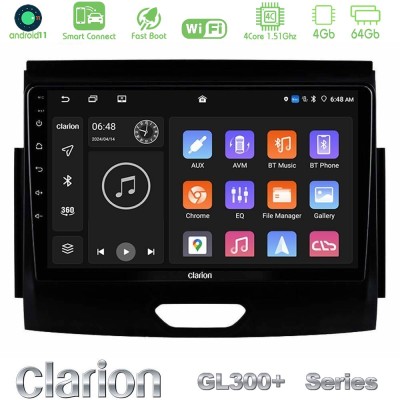 Clarion GL300+ Series 4Core Android11 4+64GB  Ford Ranger 2017-2022 Navigation Multimedia Tablet 9