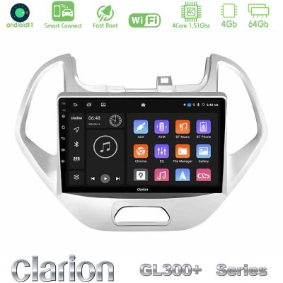 Clarion GL300+ Series 4Core Android11 4+64GB Ford KA 2016-2020 Navigation Multimedia Tablet 9