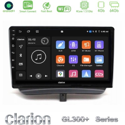 Clarion GL300+ Series 4Core Android11 4+64GB  Ford Courier 2015-2023 Navigation Multimedia Tablet 9