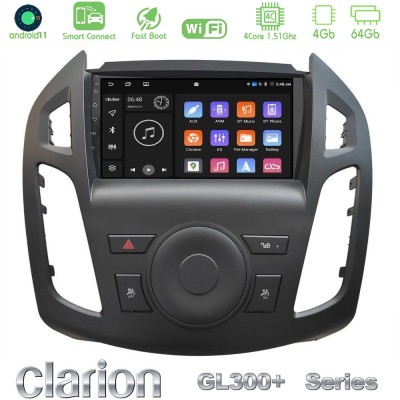 Clarion GL300+ Series 4Core Android11 4+64GB Ford Transit Connect 2013-2018 Navigation Multimedia Tablet 9