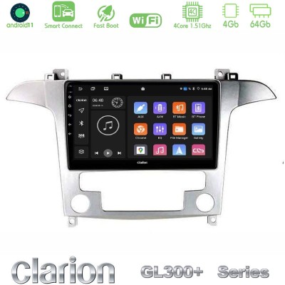 Clarion GL300+ Series 4Core Android11 4+64GB  Ford S-Max 2006-2012 Navigation Multimedia Tablet 9