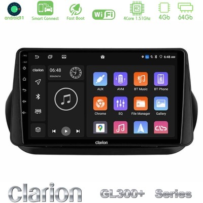 Clarion GL300+ Series 4Core Android11 4+64GB  Fiat Fiorino/Citroen Nemo/Peugeot Bipper Navigation Multimedia Tablet 10