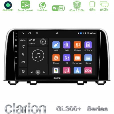 Clarion GL300+ Series 4Core Android11 4+64GB  Honda CR-V 2019-> Navigation Multimedia Tablet 10