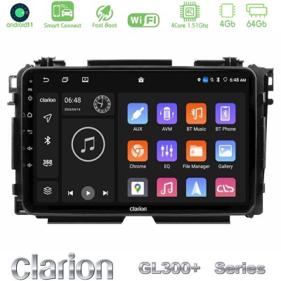 Clarion GL300+ Series 4Core Android11 4+64GB  Honda HR-V Navigation Multimedia Tablet 9