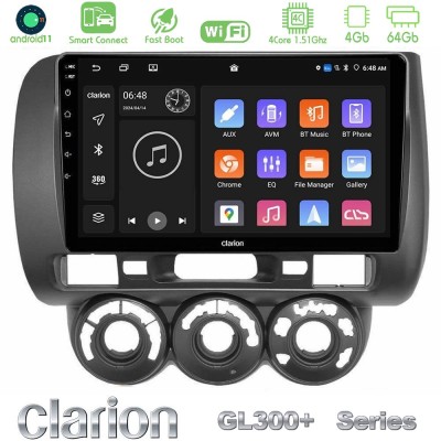 Clarion GL300+ Series 4Core Android11 4+64GB  Honda Jazz 2002-2008 (Manual A/C) Navigation Multimedia Tablet 9
