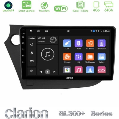 Clarion GL300+ Series 4Core Android11 4+64GB  Honda Insight 2009-2015 Navigation Multimedia Tablet 9