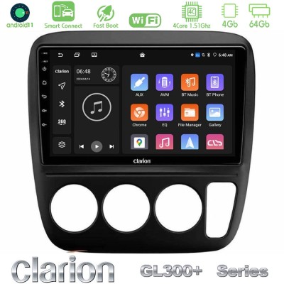 Clarion GL300+ Series 4Core Android11 4+64GB  Honda CRV 1997-2001 Navigation Multimedia Tablet 9