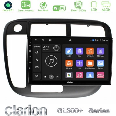 Clarion GL300+ Series 4Core Android11 4+64GB Honda Civic 1995-2001 Navigation Multimedia Tablet 9