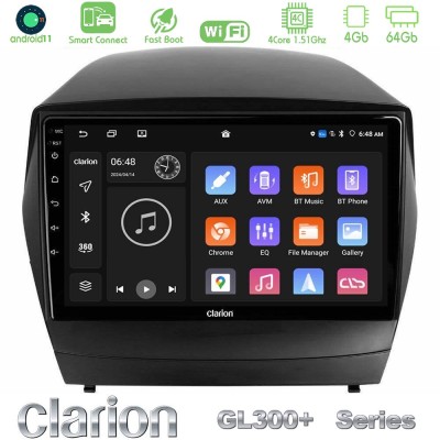 Clarion GL300+ Series 4Core Android11 4+64GB  Hyundai IX35 Auto A/C Navigation Multimedia Tablet 9