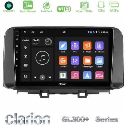 Clarion GL300+ Series 4Core Android11 4+64GB  Hyundai Kona 2018-2023 Navigation Multimedia Tablet 10