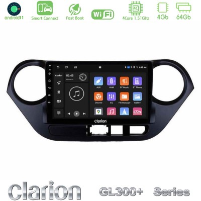 Clarion GL300+ Series 4Core Android11 4+64GB  Hyundai i10 2014-2020 Navigation Multimedia Tablet 9