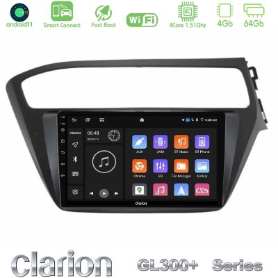 Clarion GL300+ Series 4Core Android11 4+64GB Hyundai i20 2018-2020 RHD Navigation Multimedia Tablet 9