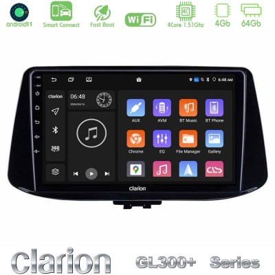 Clarion GL300+ Series 4Core Android11 4+64GB  Hyundai i30 Navigation Multimedia Tablet 9
