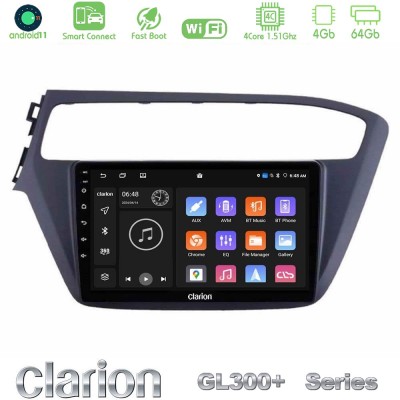 Clarion GL300+ Series 4Core Android11 4+64GB  Hyundai i20 2018-2020 Navigation Multimedia Tablet 9