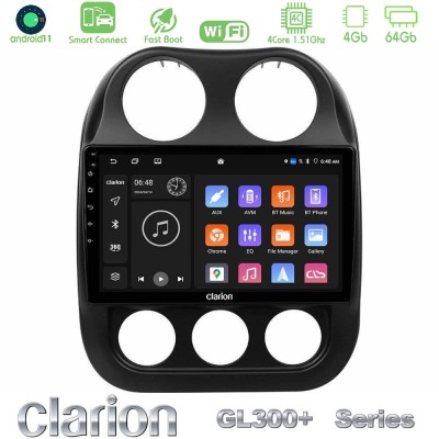 Clarion GL300+ Series 4Core Android11 4+64GB  Jeep Compass 2012-2016 Navigation Multimedia Tablet 10