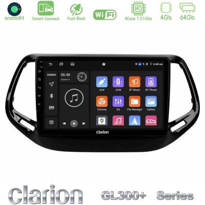 Clarion GL300+ Series 4Core Android11 4+64GB  Jeep Compass 2017> Navigation Multimedia Tablet 10