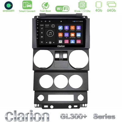 Clarion GL300+ Series 4Core Android11 4+64GB  Jeep Wrangler 2Door 2008-2010 Navigation Multimedia Tablet 9