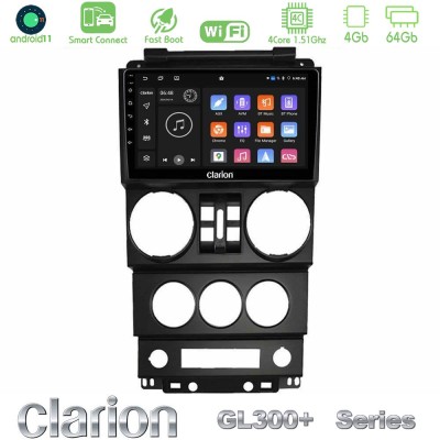 Clarion GL300+ Series 4Core Android11 4+64GB  Jeep Wrangler 2008-2010 Navigation Multimedia Tablet 9