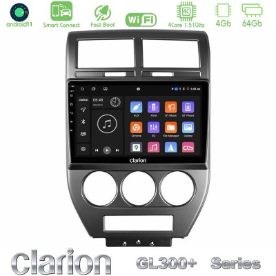 Clarion GL300+ Series 4Core Android11 4+64GB  Jeep Compass/Patriot 2007-2008 Navigation Multimedia Tablet 10