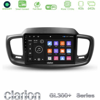 Clarion GL300+ Series 4Core Android11 4+64GB  Kia Sorento 2018-2021 Navigation Multimedia Tablet 9