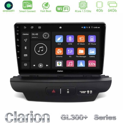 Clarion GL300+ Series 4Core Android11 4+64GB  Kia Ceed 2018-2023 Navigation Multimedia Tablet 9