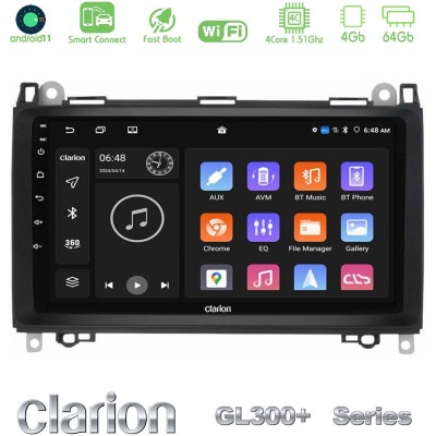 Clarion GL300+ Series 4Core Android11 4+64GB  Mercedes A/B/Vito/Sprinter Class Navigation Multimedia Tablet 9