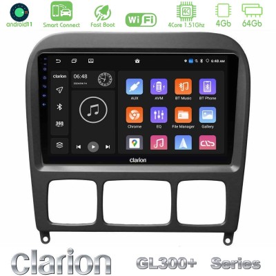 Clarion GL300+ Series 4Core Android11 4+64GB  Mercedes S Class 1999-2004 (W220) Navigation Multimedia Tablet 9