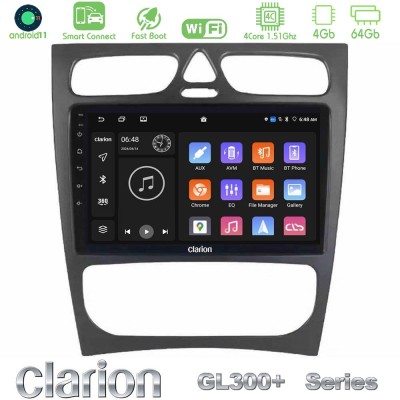 Clarion GL300+ Series 4Core Android11 4+64GB  Mercedes C Class (W203) Navigation Multimedia Tablet 9