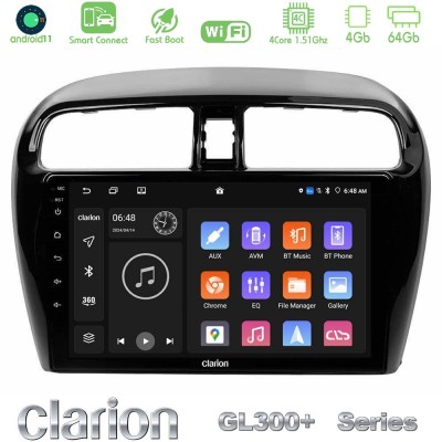 Clarion GL300+ Series 4Core Android11 4+64GB  Mitsubishi Space Star 2013-2016 Navigation Multimedia Tablet 9
