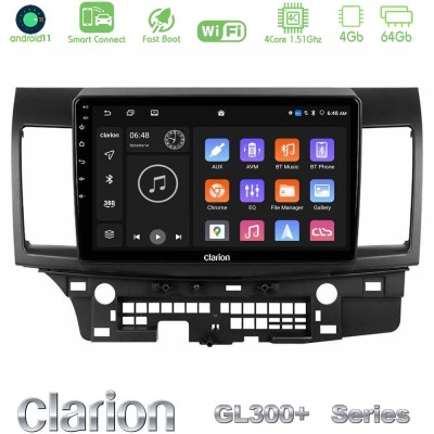 Clarion GL300+ Series 4Core Android11 4+64GB  Mitsubishi Lancer 2008 – 2015 Navigation Multimedia Tablet 10