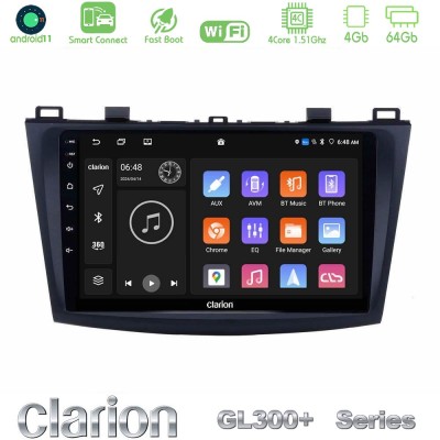 Clarion GL300+ Series 4Core Android11 4+64GB  Mazda 3 2009-2014 Navigation Multimedia Tablet 9