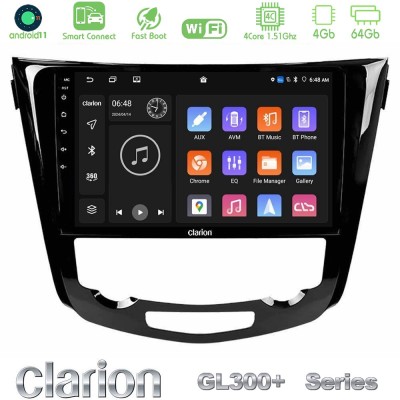 Clarion GL300+ Series 4Core Android11 4+64GB  Nissan Qashqai J11 (AUTO A/C) Navigation Multimedia Tablet 10