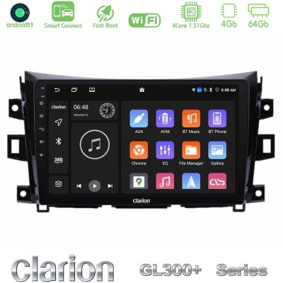 Clarion GL300+ Series 4Core Android11 4+64GB  Nissan Navara NP300 Navigation Multimedia Tablet 9