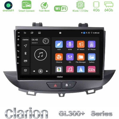 Clarion GL300+ Series 4Core Android11 4+64GB Opel Grandland/Crossland X Navigation Multimedia Tablet 9