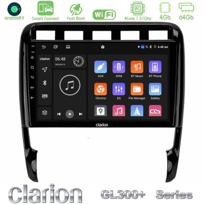 Clarion GL300+ Series 4Core Android11 4+64GB  Porsche Cayenne 2003-2010 Navigation Multimedia Tablet 9