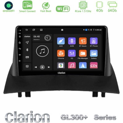 Clarion GL300+ Series 4Core Android11 4+64GB  Renault Megane 2 2002-2008 Navigation Multimedia Tablet 9