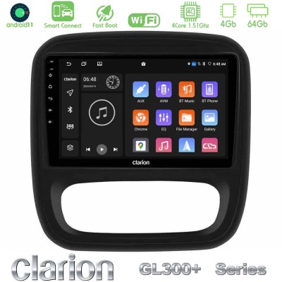 Clarion GL300+ Series 4Core Android11 4+64GB  Renault/Nissan/Opel/Fiat Navigation Multimedia Tablet 9