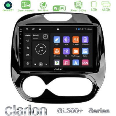 Clarion GL300+ Series 4Core Android11 4+64GB  Renault Captur 2013-2019 (Auto AC) Navigation Multimedia Tablet 9