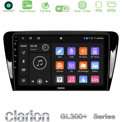 Clarion GL300+ Series 4Core Android11 4+64GB  Skoda Octavia 7 Navigation Multimedia Tablet 10