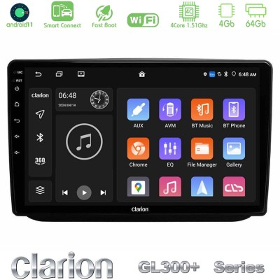 Clarion GL300+ Series 4Core Android11 4+64GB  Skoda Fabia 2007-2014 Navigation Multimedia Tablet 10