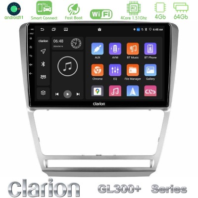 Clarion GL300+ Series 4Core Android11 4+64GB  Skoda Octavia 5 Navigation Multimedia Tablet 10