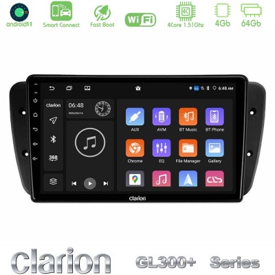 Clarion GL300+ Series 4Core Android11 4+64GB  Seat Ibiza 2008-2012 Navigation Multimedia Tablet 9