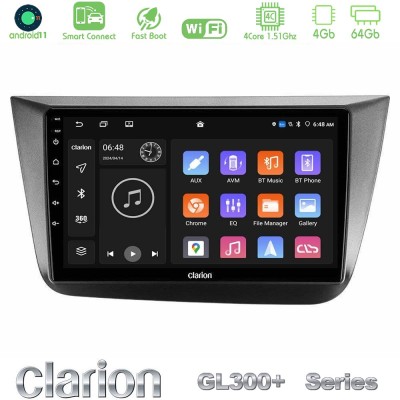 Clarion GL300+ Series 4Core Android11 4+64GB  Seat Altea 2004-2015 Navigation Multimedia Tablet 9