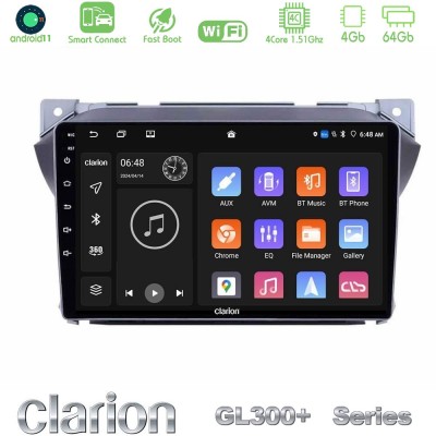Clarion GL300+ Series 4Core Android11 4+64GB  Suzuki Alto amp; Nissan Pixo Navigation Multimedia Tablet 9