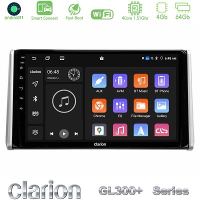 Clarion GL300+ Series 4Core Android11 4+64GB  Toyota RAV4 2019-2023 Navigation Multimedia Tablet 10